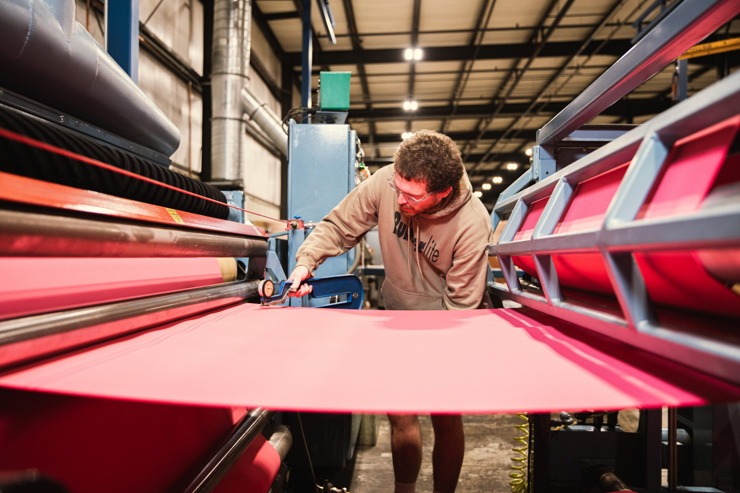 Man measuring polyurethane foam
